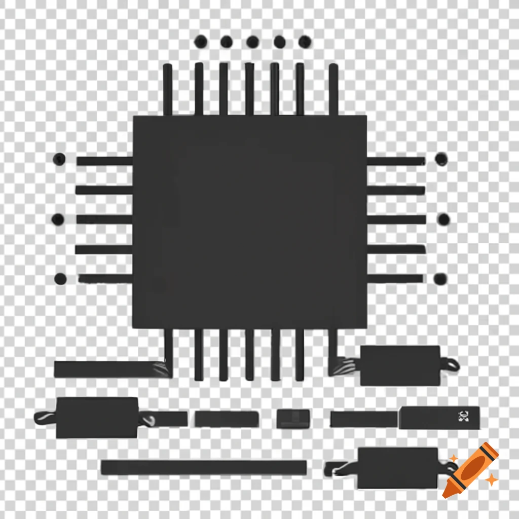 Black microchip with attachments clipart